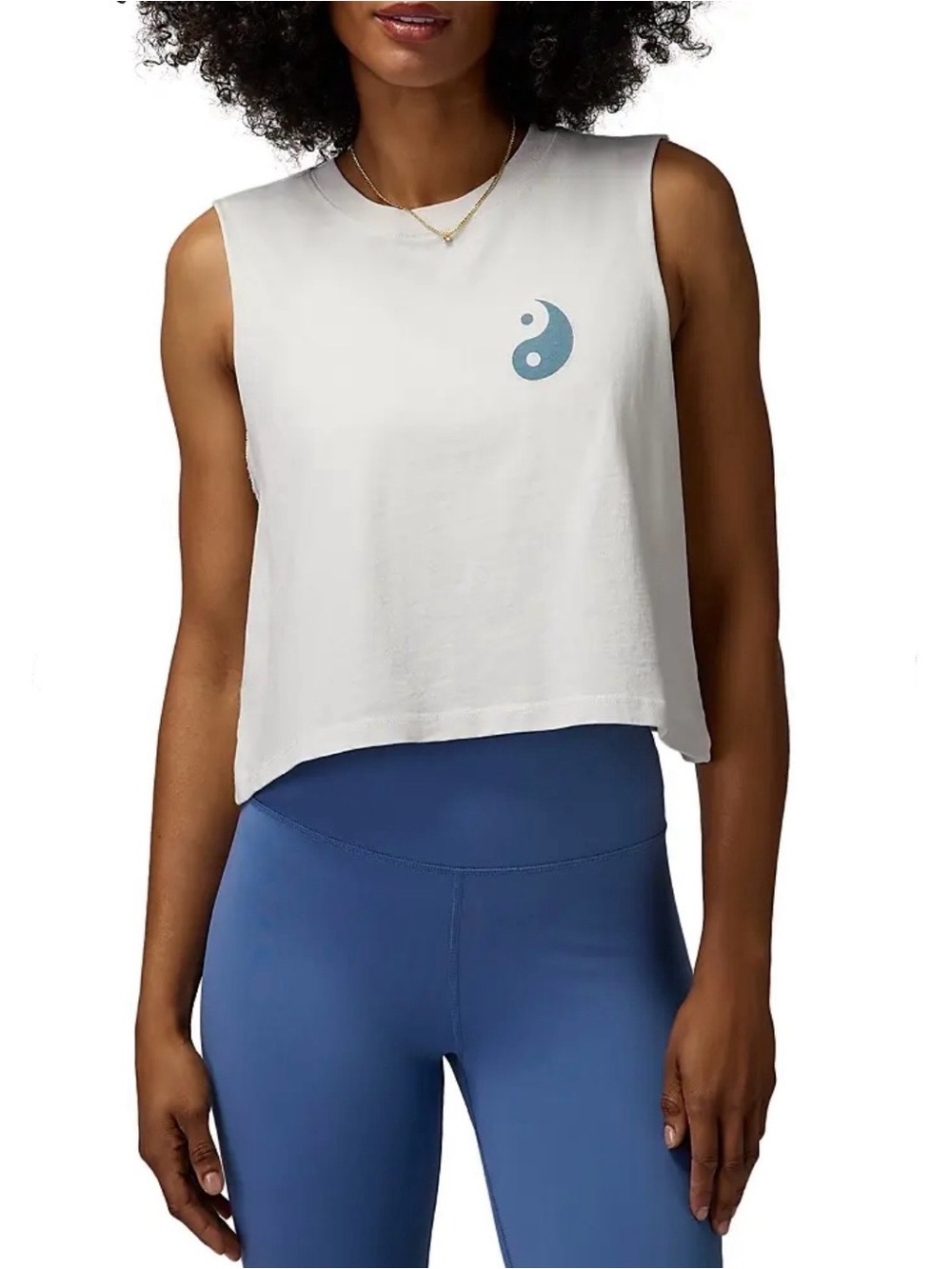 Spiritual Gangster Yin Yang Callie Crop Tank Top Beige Tan Size M Casual